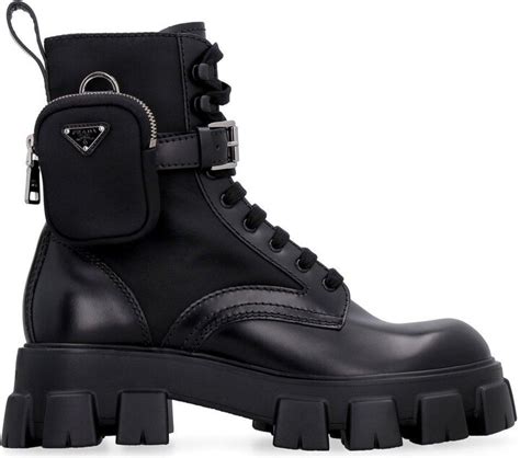 prada panelled pouch-attached combat boots|prada ankle pouch combat boots.